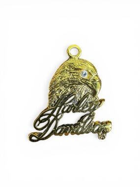 Harley-Davidson Gold Eagle Script Charm Pendant with Clear Accent